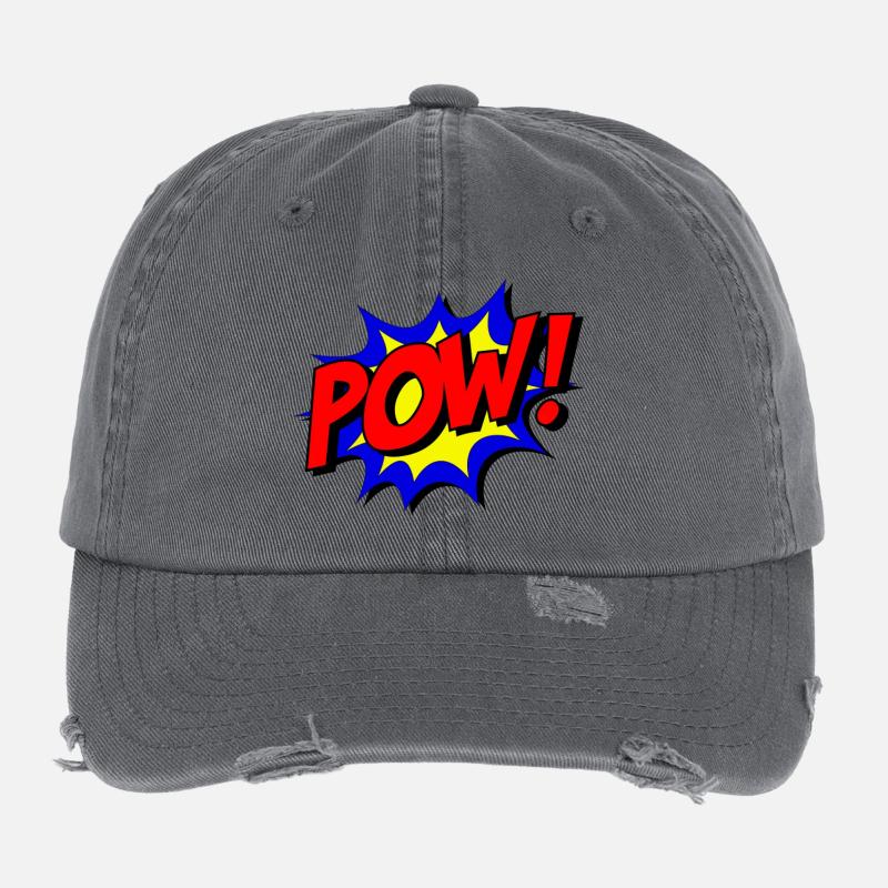 POW personnage de dessin animé parole image de bulle # Casquette vintage effet usé Flexfit