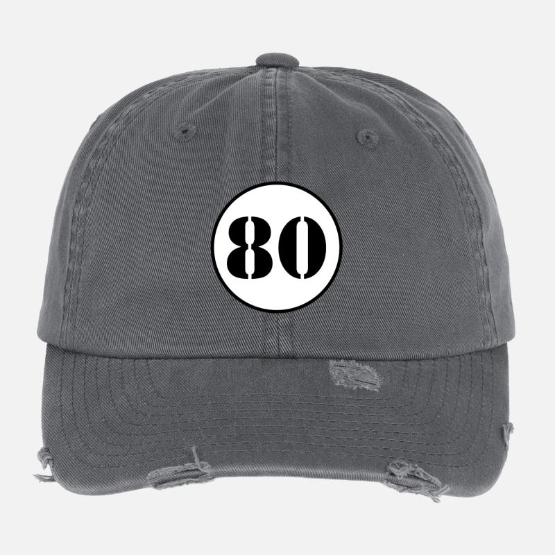 NUMMER 80 Achtzig Geburtstag Geschenk Flexfit Vintage Destroyed Cap