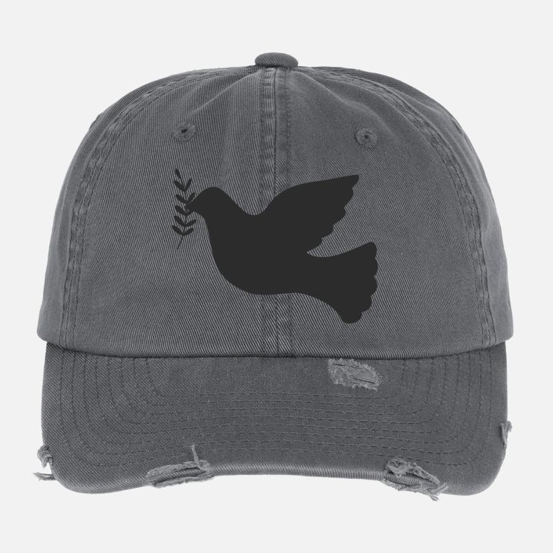 Peace Dove Peace Symbol Flexfit Vintage Destroyed Cap