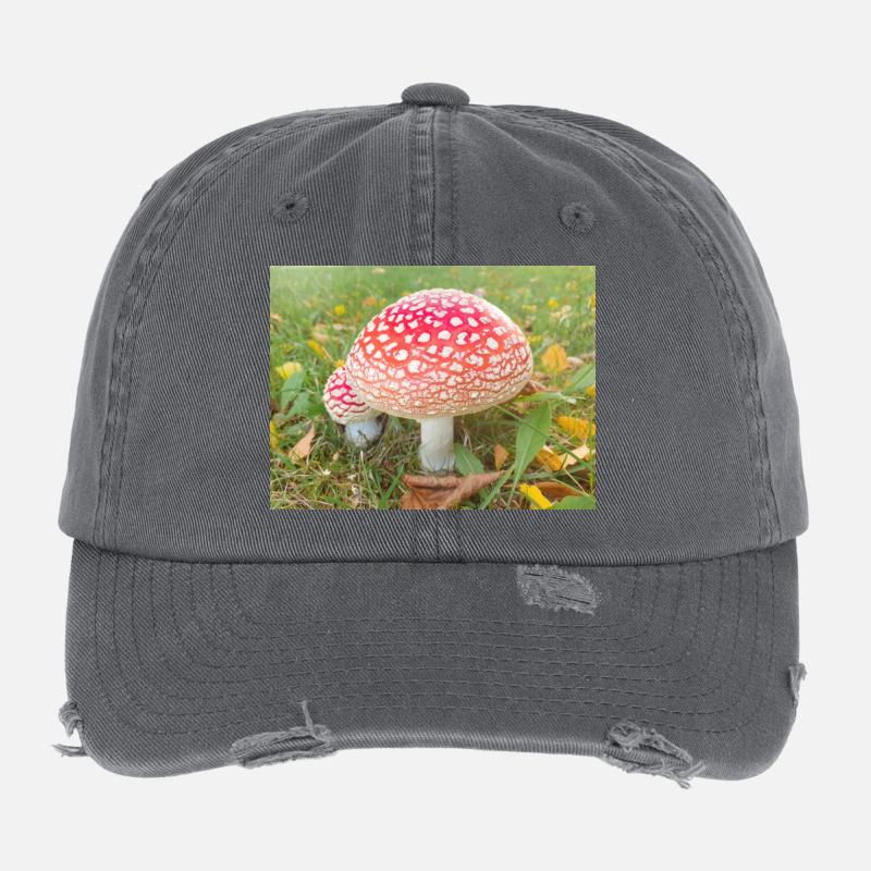 fly agaric also toadstool Flexfit Vintage Destroyed Cap