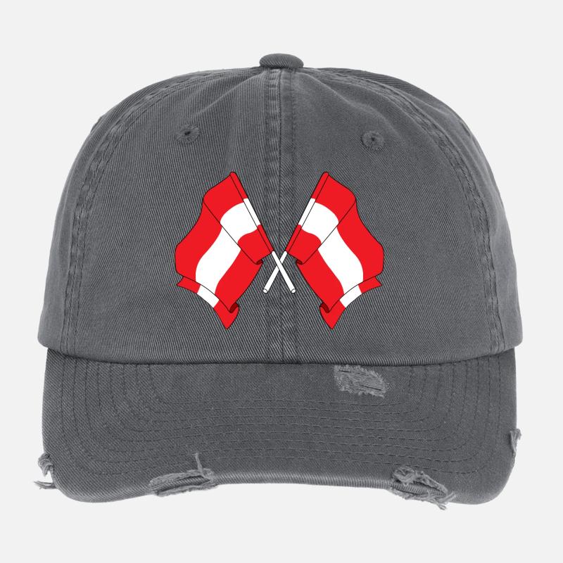 Deux drapeaux Autriche Casquette vintage effet usé Flexfit