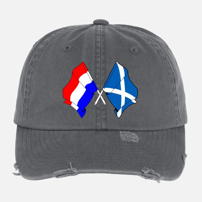 Drapeau des Pays-Bas et drapeau de l’Écosse Casquette vintage effet usé Flexfit