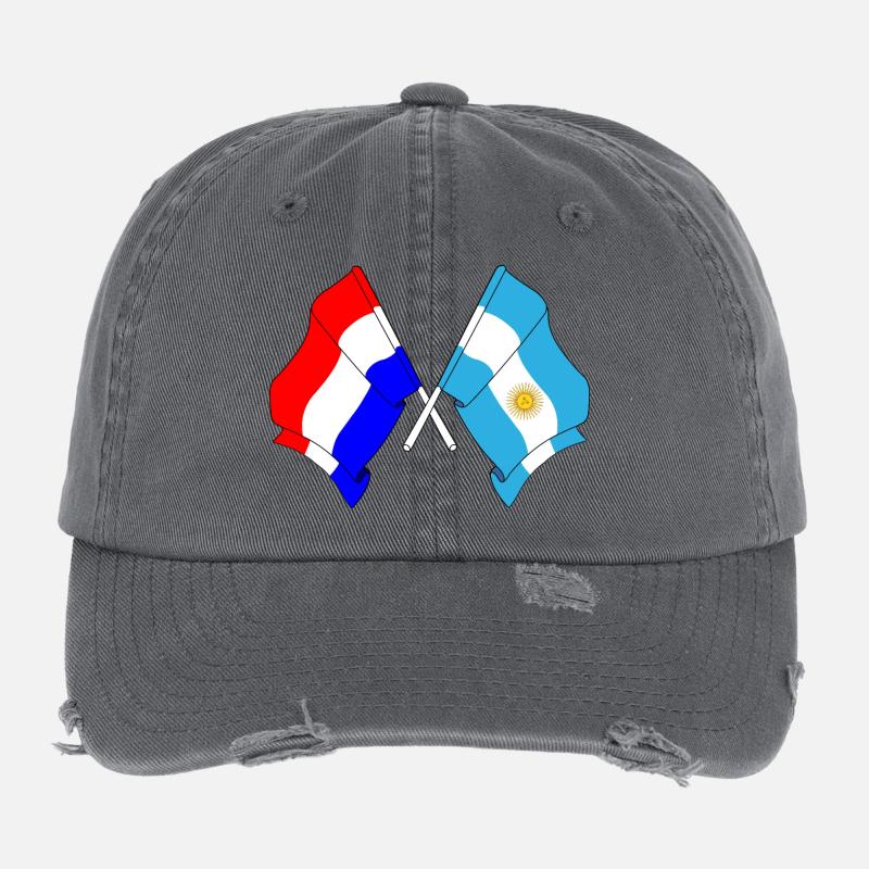 Drapeau des Pays-Bas et drapeau de l’Argentine Casquette vintage effet usé Flexfit