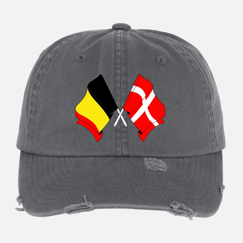 Drapeau de la Belgique et drapeau du Danemark Casquette vintage effet usé Flexfit