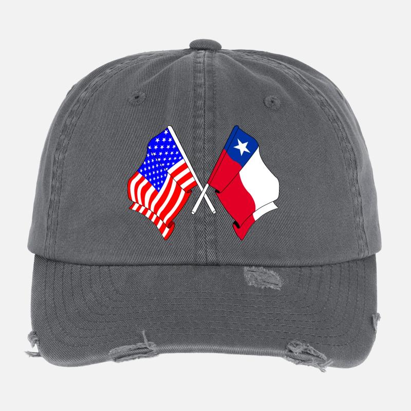 Flag USA Chile - Flexfit Vintage Destroyed Cap - dark grey