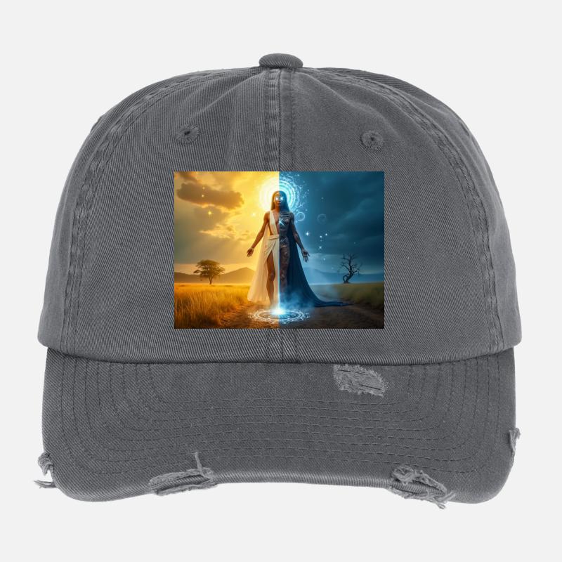 Adroa – Lugbara god of duality, light and shadow Flexfit Vintage Destroyed Cap