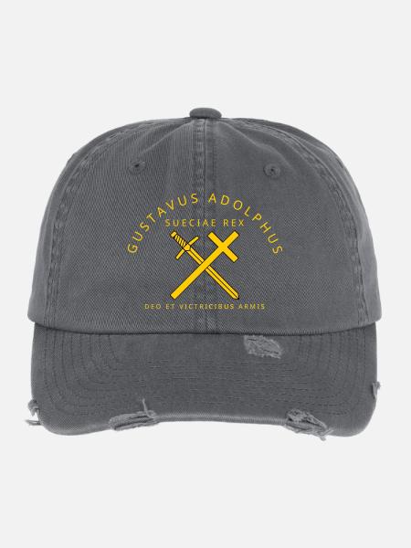 Gustav Adolf - Flexfit Vintage Destroyed Cap - Dunkelgrau - Vorne