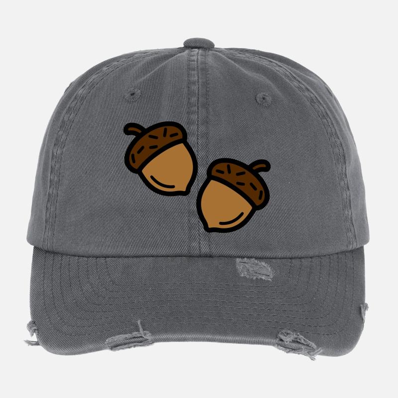 Gland Chêne d’automne - Casquette vintage effet usé Flexfit - charbon