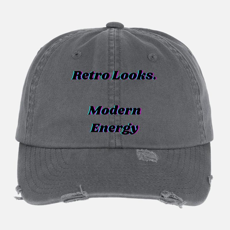 Conception de typographie rétro néon glitch Casquette vintage effet usé Flexfit