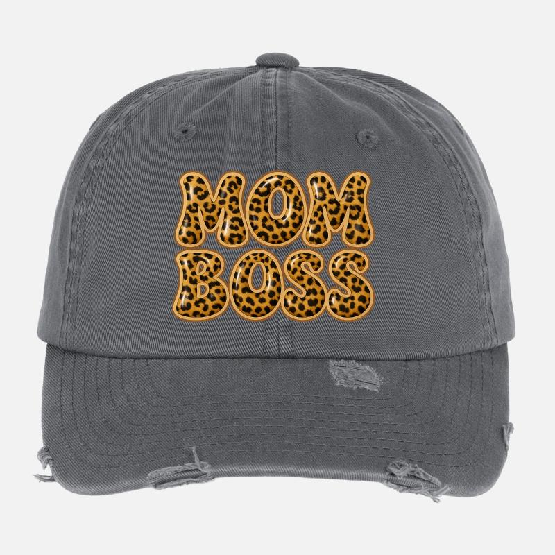 mom y2k design mit leopardenmuster Flexfit Vintage Destroyed Cap
