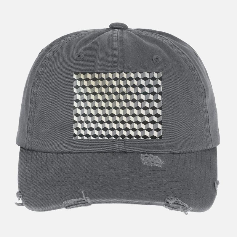 Niveaux de gris des cubes tridimensionnels Casquette vintage effet usé Flexfit