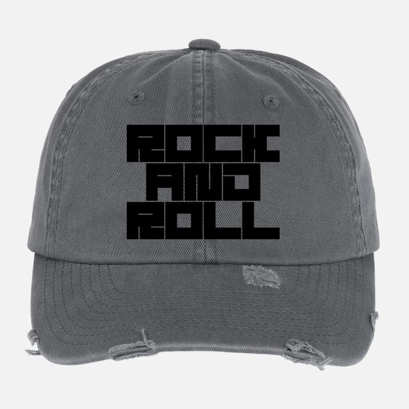 Rock'n'Roll Typografie Design Flexfit Vintage Destroyed Cap