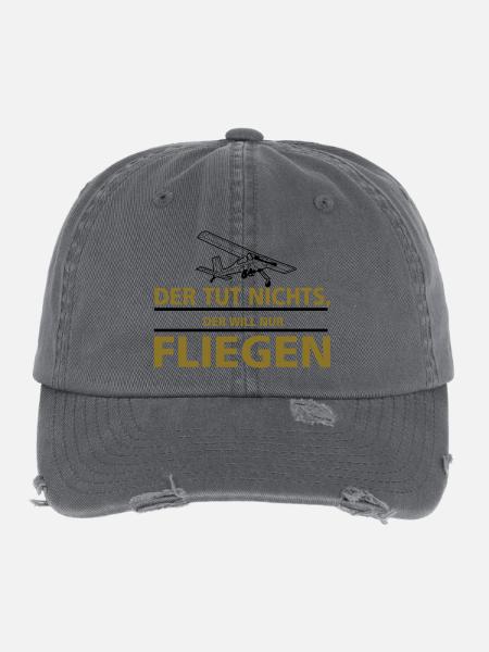 nurfliegen_wilga - Flexfit Vintage Destroyed Cap - Dunkelgrau - Vorne