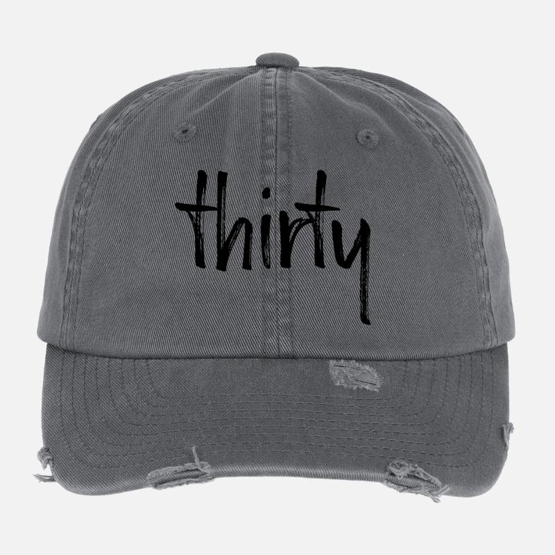 30 thirty 30.Geburtstag Geschenk Zahl 30 Nummer Flexfit Vintage Destroyed Cap