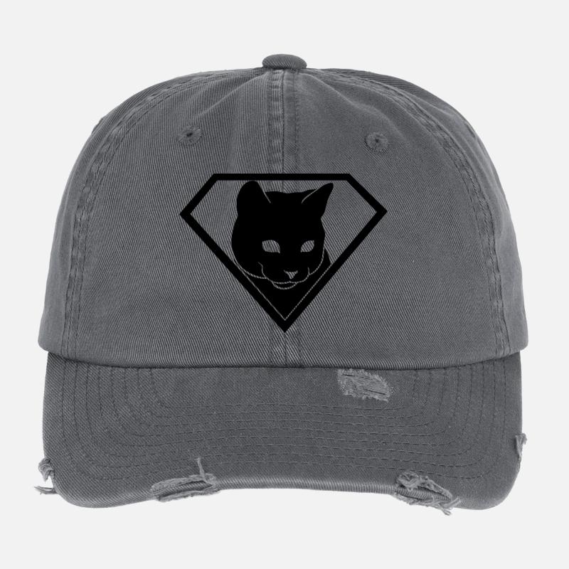 Superheld Katze im Schild | Supercat Emblem Flexfit Vintage Destroyed Cap