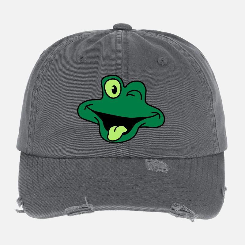 Grenouille comique impertinent visage Casquette vintage effet usé Flexfit