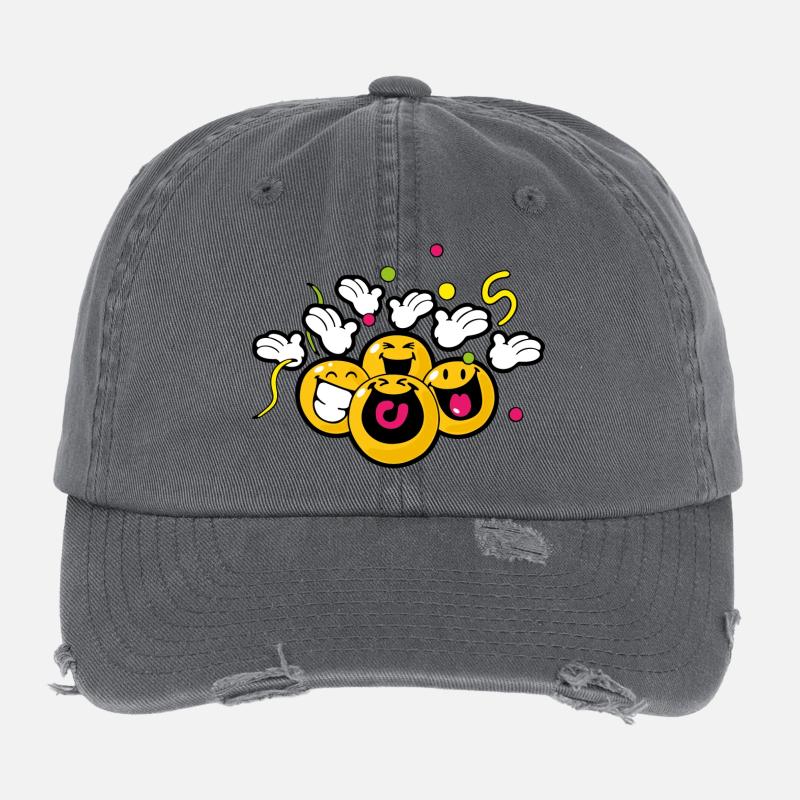 Smiley New Year Celebrating Casquette vintage effet usé Flexfit