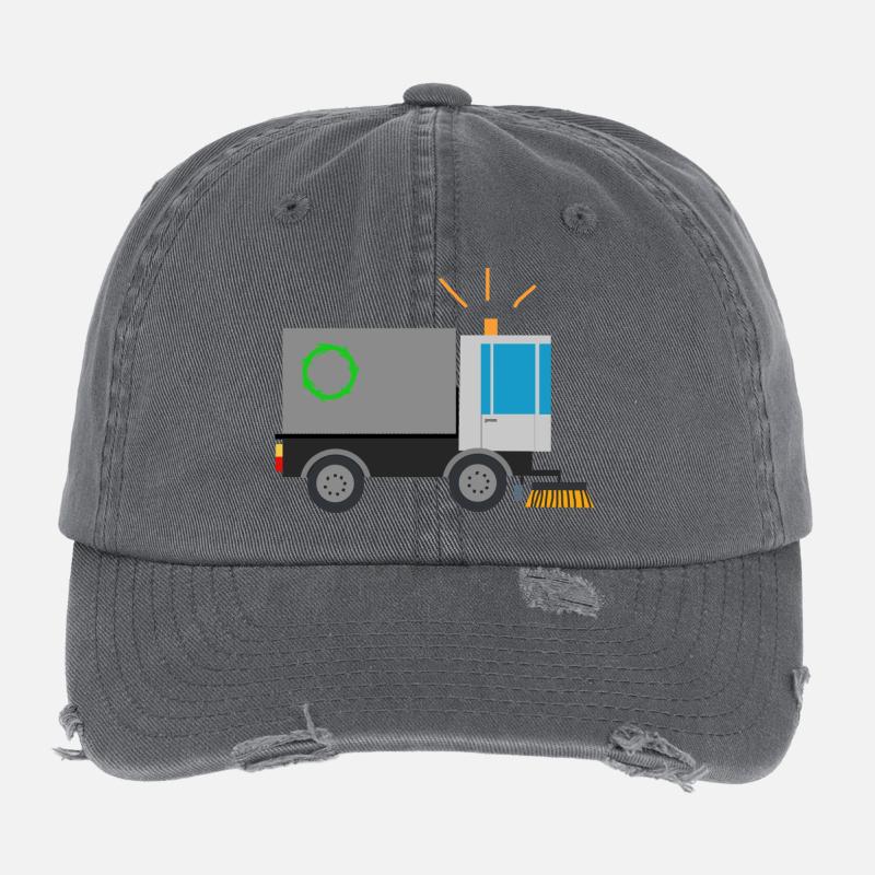 Kehrmaschine Straßenfeger Kinder Berufe Säuberung Flexfit Vintage Destroyed Cap