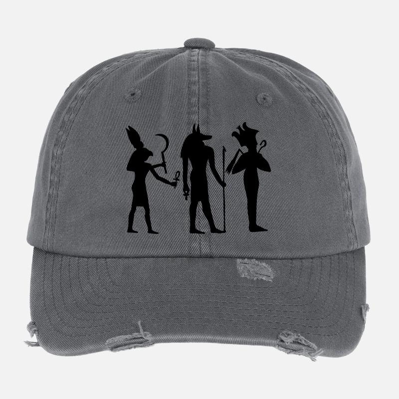 Egyptian hieroglyphic script in the pyramids of Flexfit Vintage Destroyed Cap