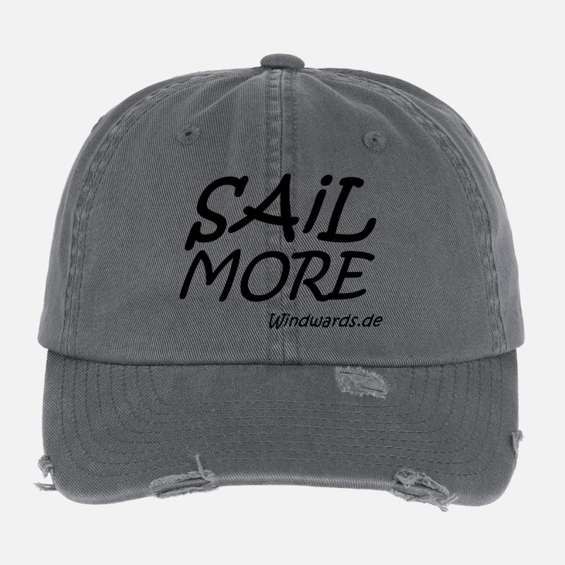 sail more work less motivational Flexfit Vintage Destroyed Cap