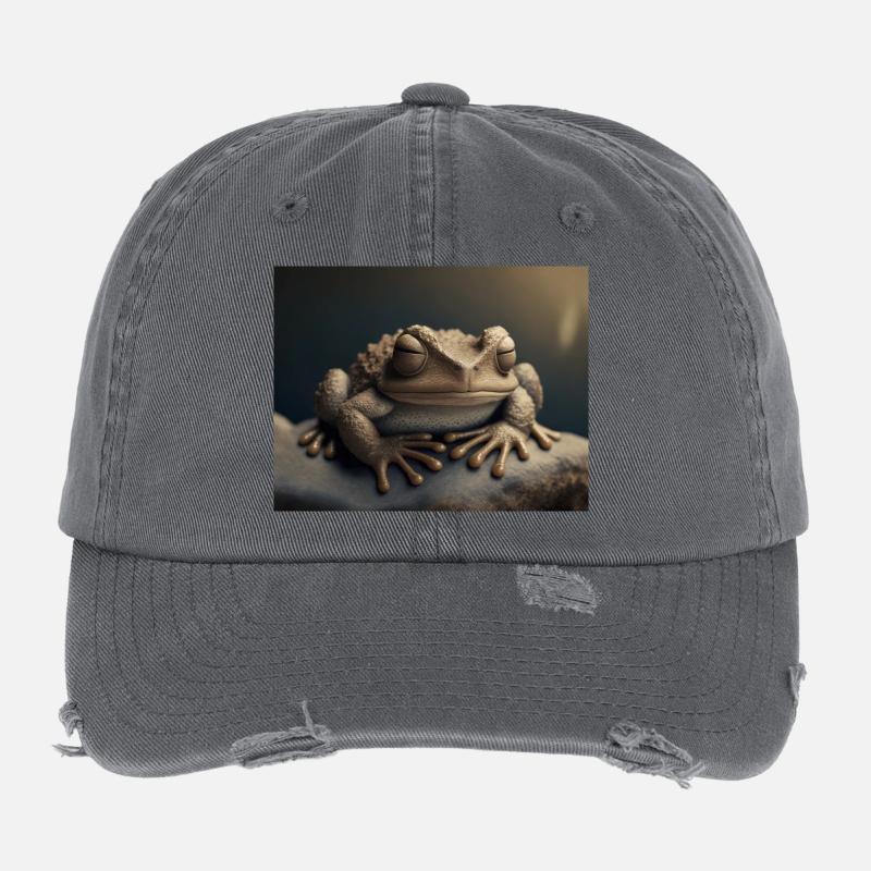 Cute animals doing hibernation – toad Flexfit Vintage Destroyed Cap