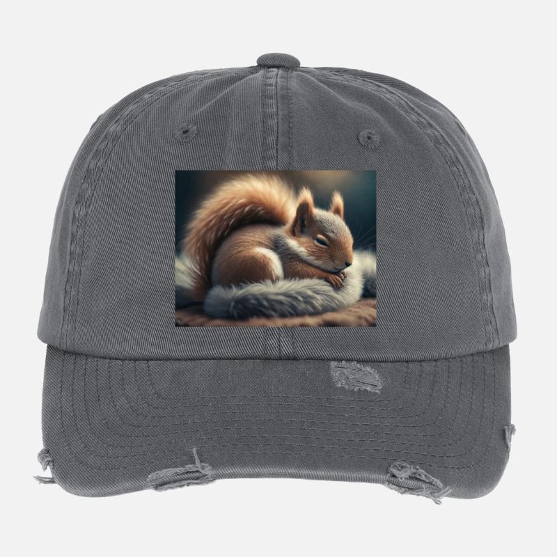 Niedliche Tiere im Winterschlaf – Eichhörnchen Flexfit Vintage Destroyed Cap