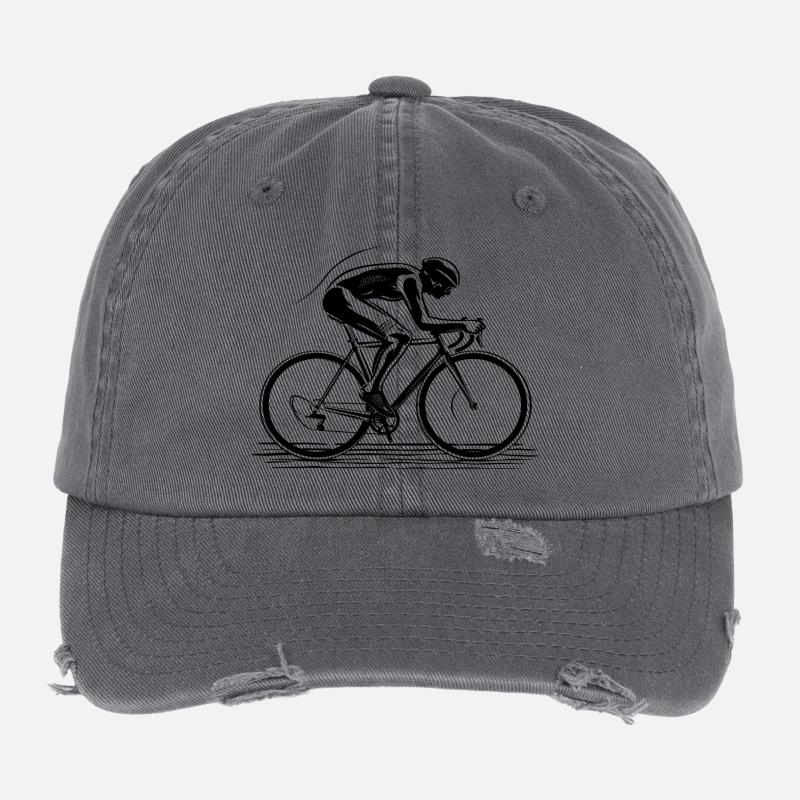 Cyclist Drawing Flexfit Vintage Destroyed Cap