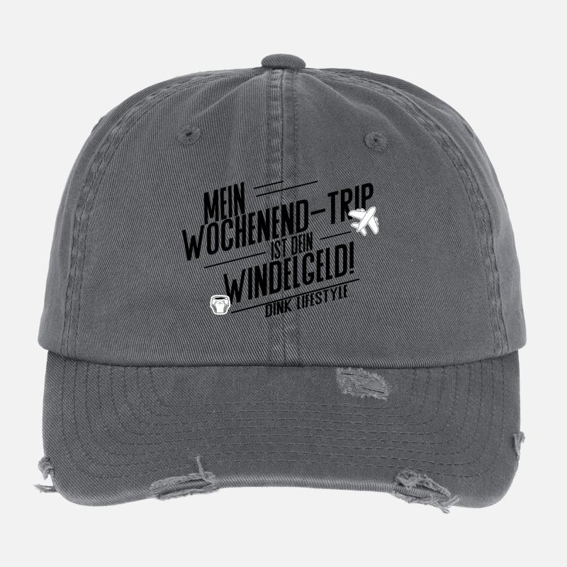 Mein Wochenendtrip ist dein Windelgeld – DINK Life Flexfit Vintage Destroyed Cap