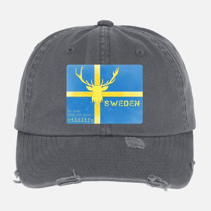 Faune de la Suède Drapeau de la Suède Casquette vintage effet usé Flexfit