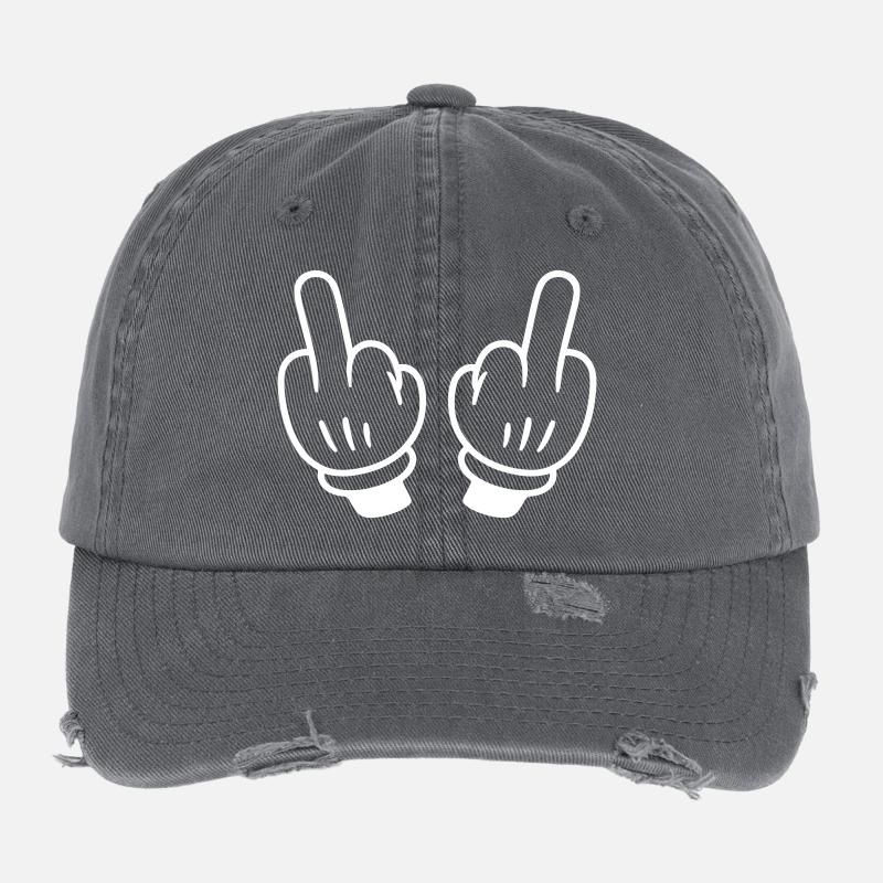 Mittelfinger Hand Comic Flexfit Vintage Destroyed Cap