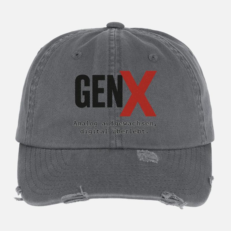 Conception rétro numérique GenX Casquette vintage effet usé Flexfit