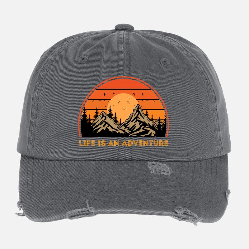 Life is an Adventure - Flexfit Vintage Destroyed Cap - dark grey