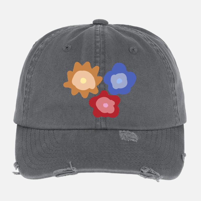 Cercles de fleurs abstraits Casquette vintage effet usé Flexfit