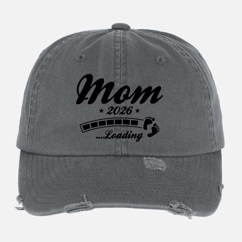 Mom 2026 Loading Mama Flexfit Vintage Destroyed Cap
