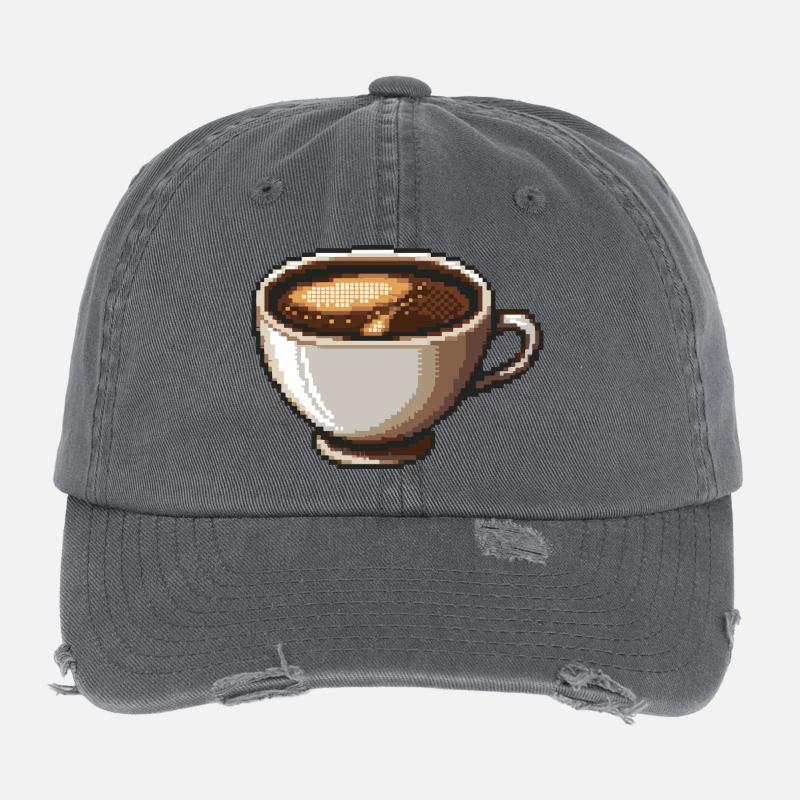 PixelKaffee Kaffeetasse Kunst Flexfit Vintage Destroyed Cap