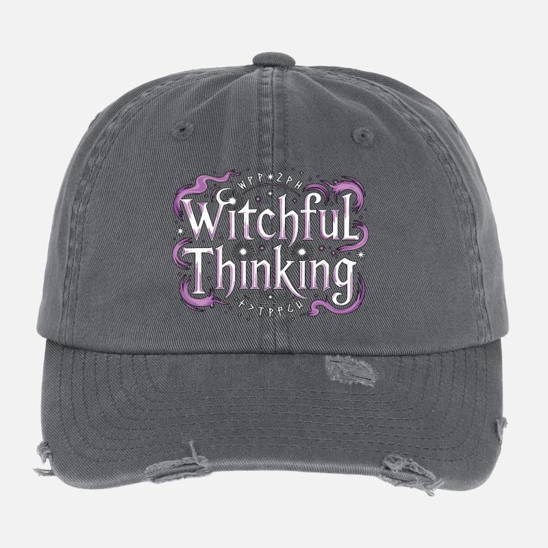 Witchcraft Witchful Thinking Loves Tarot Reading Flexfit Vintage Destroyed Cap