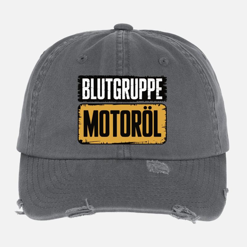 Blood Type Engine Oil Screwdriver Design Flexfit Vintage Destroyed Cap