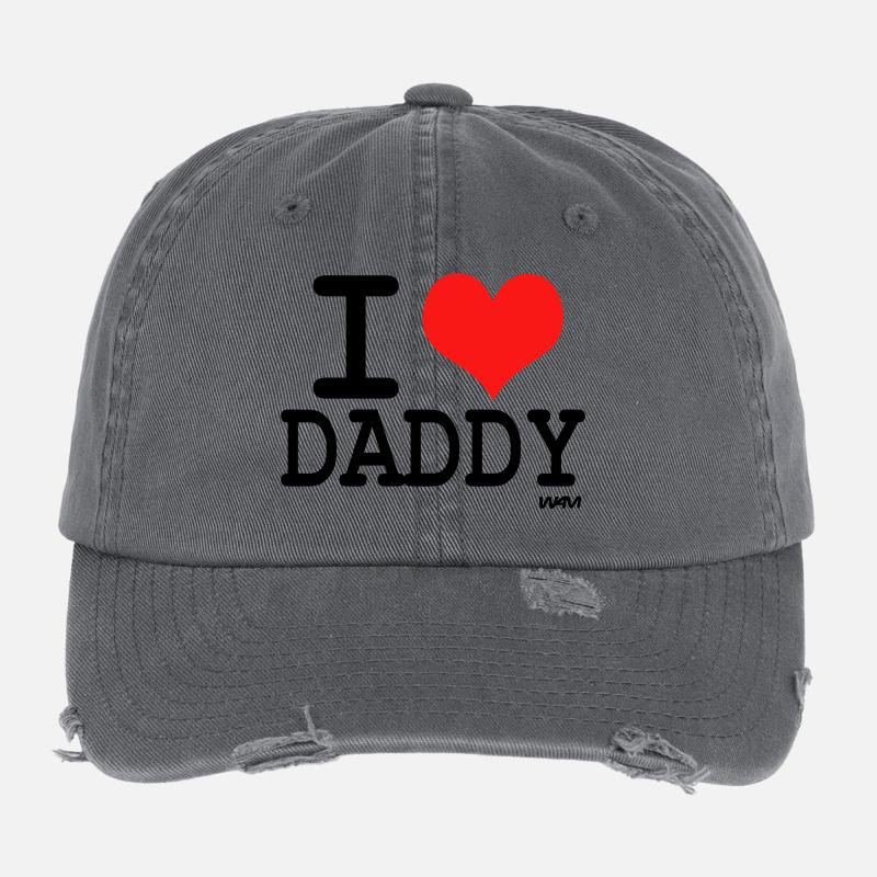i love daddy Flexfit Vintage Destroyed Cap