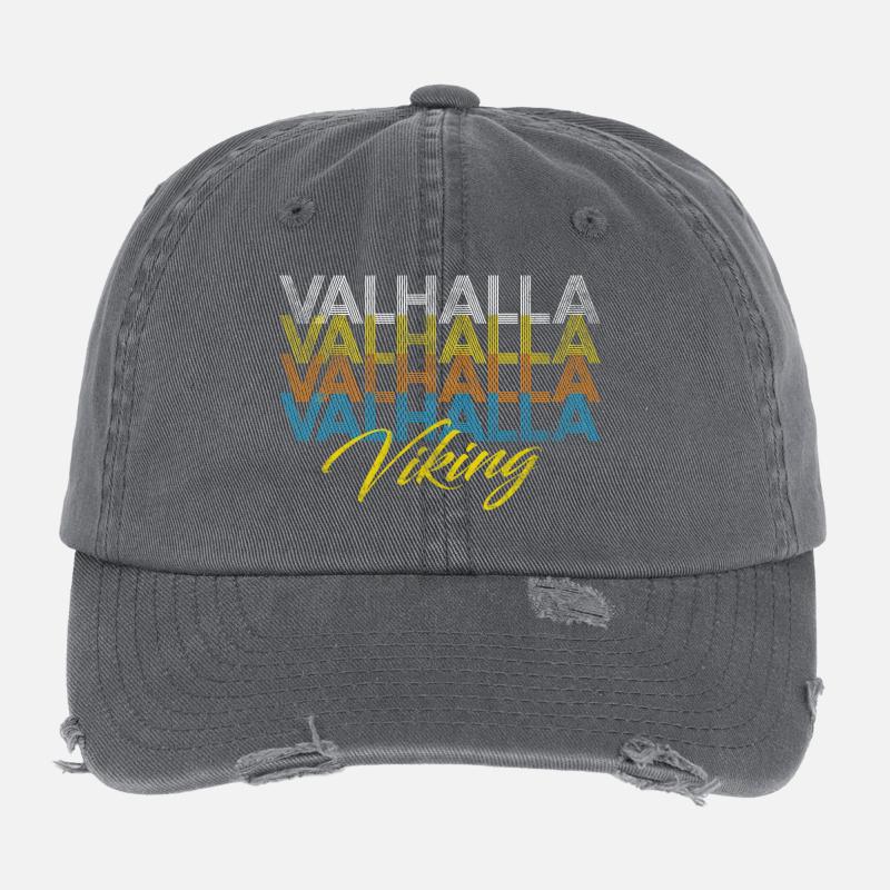 Valhalla Walhalla Viking Vikings Flexfit Vintage Destroyed Cap