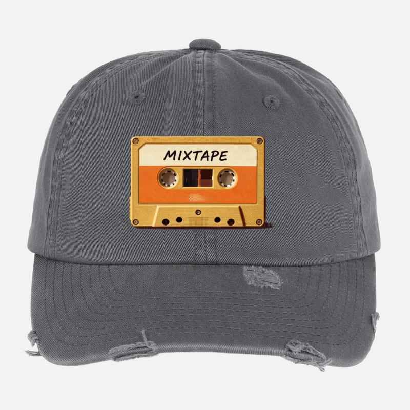 Mixtape Retro Cassette Flexfit Vintage Destroyed Cap