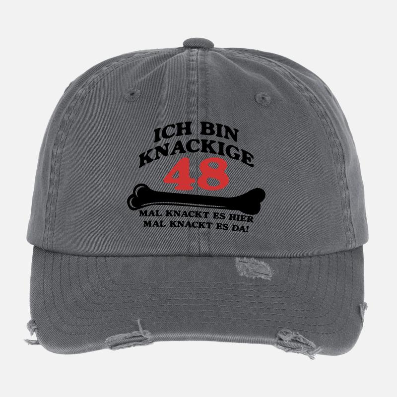 Geburtstag - Ich bin Knackige 48 Flexfit Vintage Destroyed Cap