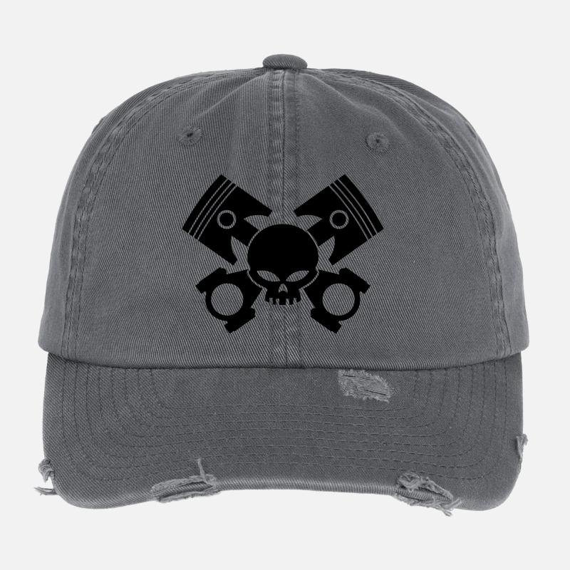 pistons - rods and skull Flexfit Vintage Destroyed Cap