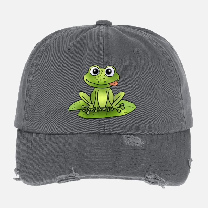 Frosch auf Seerose Flexfit Vintage Destroyed Cap