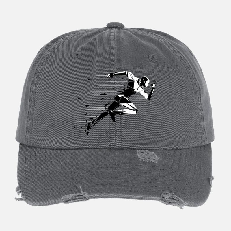 running man noir et blanc Casquette vintage effet usé Flexfit