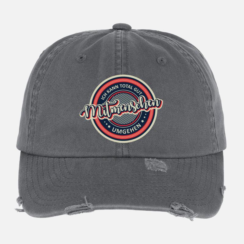 Ich kann total gut Mitmenschen umgehen Flexfit Vintage Destroyed Cap