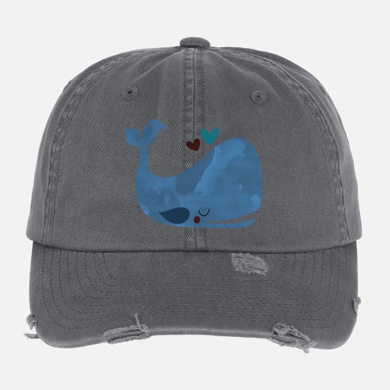 Blue Whale Bliss Flexfit Vintage Destroyed Cap