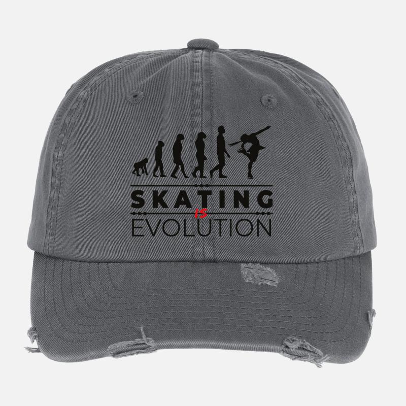 Skating is evolution - Message Humour Parodie Casquette vintage effet usé Flexfit