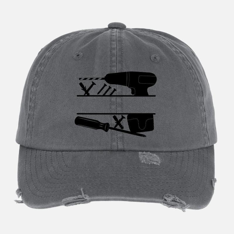 Logo de la perceuse charpentière Casquette vintage effet usé Flexfit