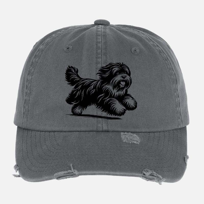 Terrier tibétain Casquette vintage effet usé Flexfit