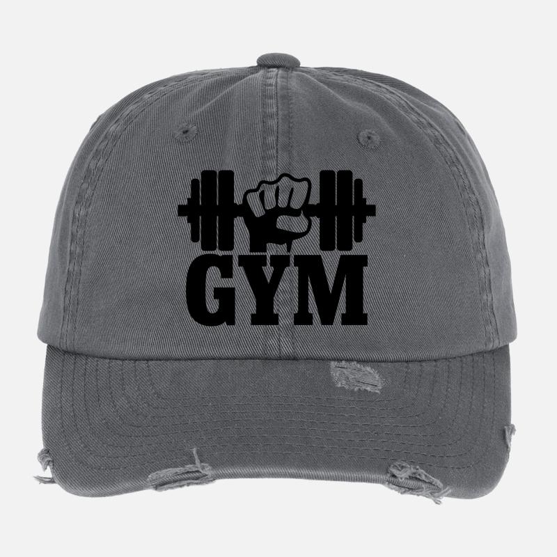GYM Poing avec haltère Casquette vintage effet usé Flexfit